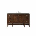 James Martin Vanities Addison 60in Single Vanity, Mid-Century Acacia w/ 3 CM Grey Expo Quartz Top E444-V60S-MCA-3GEX